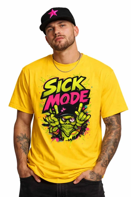 Yellow Display Sick Mode OG T-Shirt | PUKE Apparel