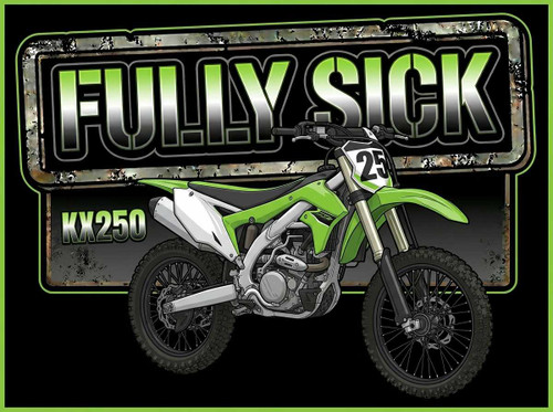 Fully Sick Dirt Bike Kids T-Shirt by PUKE Apparel with motocross-inspired bike artwork