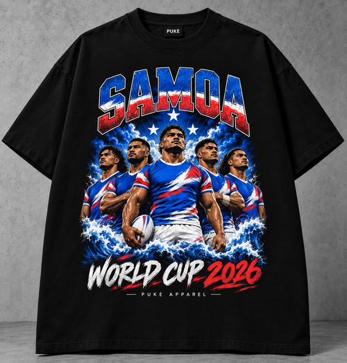 PUKE Samoa Rugby World Cup 2026 T-Shirt – Black