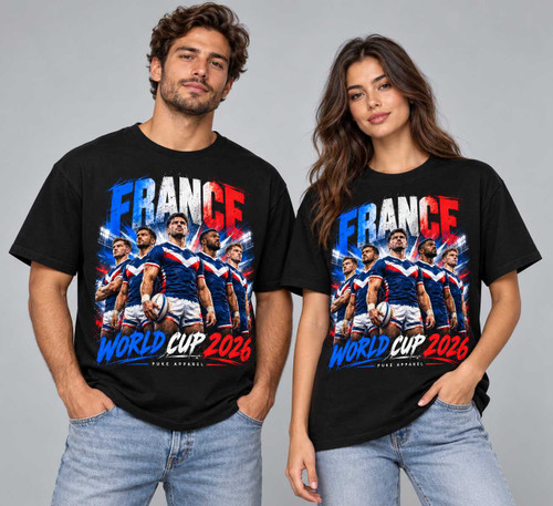 PUKE France Rugby World Cup 2026 T-Shirt – Black Rugby World Cup 2026