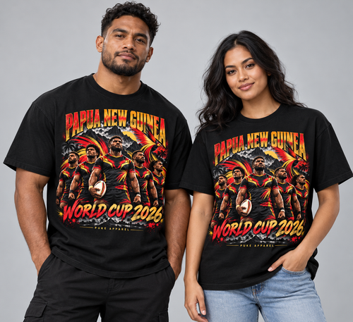 PUKE Papua New Guinea Rugby World Cup 2026 T-Shirt – Black