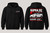 Digital front-and-back mockup of a black adult JDM hoodie featuring a white 1993 Toyota Supra RZ JZA80, compact grey chest outline and technical-panel back design