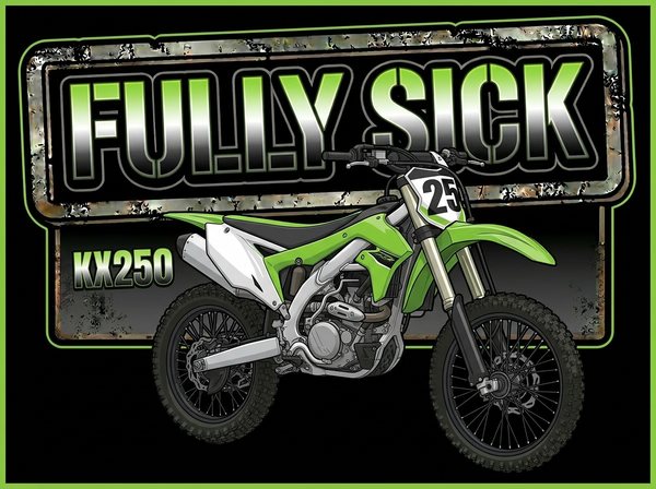 Fully Sick Dirt Bike Kids T-Shirt by PUKE Apparel with motocross-inspired bike artwork