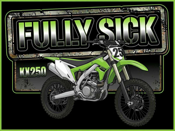 Fully Sick Dirt Bike Kids T-Shirt by PUKE Apparel with motocross-inspired bike artwork