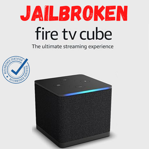 a refurbished amazon fire tv cube that has been jailbroken to allow you to stop paying for cable or any other subscription service you pay for. start saving money and get this jailbroken amazon fire tv cube.