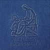 "All Things Begin Small" Embossed Denim Apron