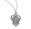 Sterling Silver Floral Style Miraculous Medal front