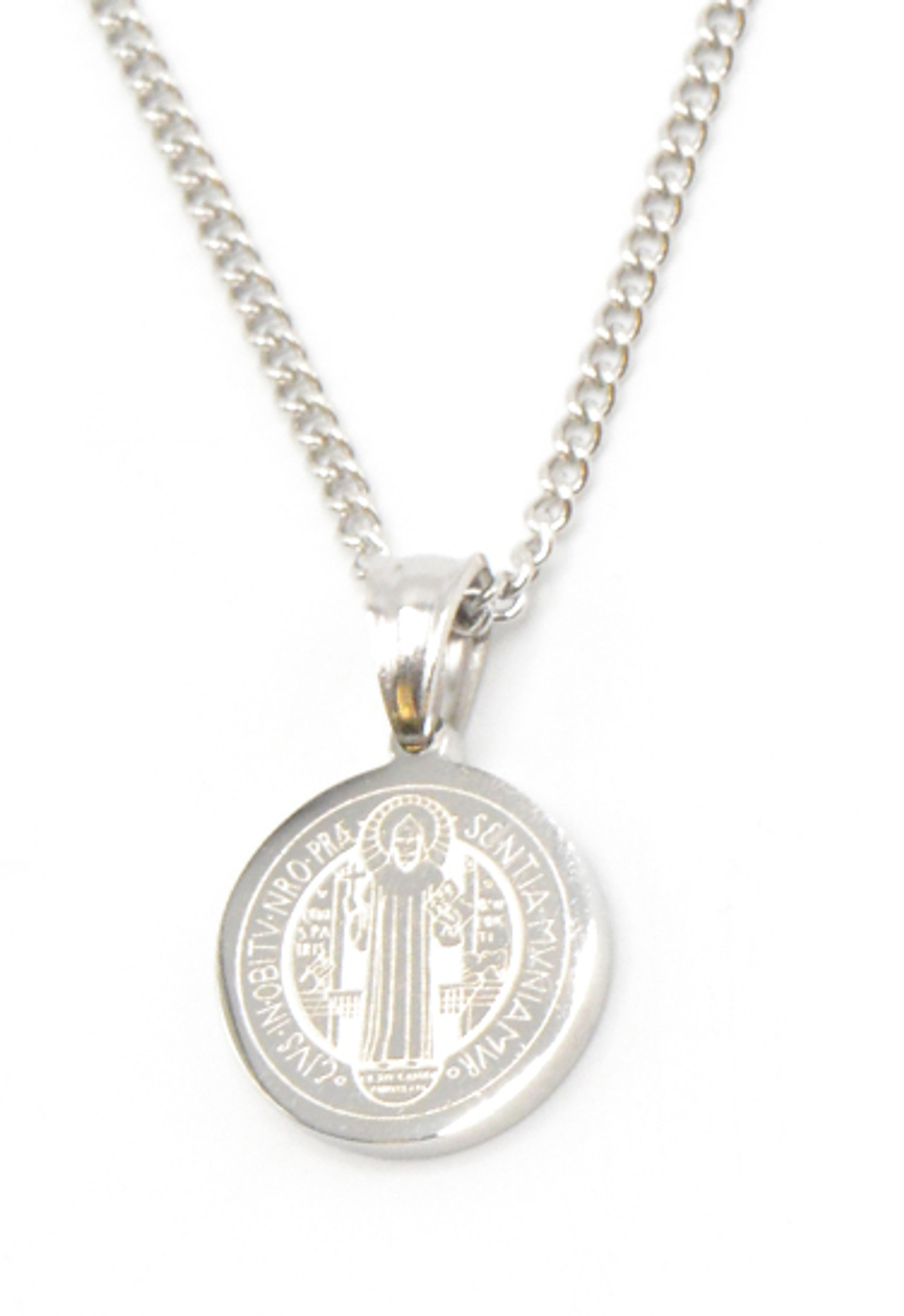 Stainless Steel Engraved Saint Benedict Medal