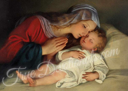 Virgin Mary and the Sleeping Baby Jesus - Set of 12 Greeting Cards