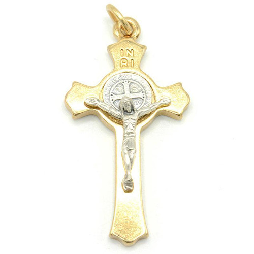 Gold Saint Benedict Crucifix 2"