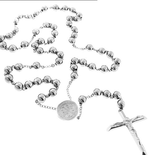 Stainless Steel Saint Benedict Medal Rosary and Case