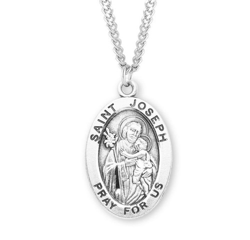Saint Joseph, Sterling Silver Oval Medal