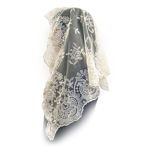 Eva Spanish Lace Veil – Ivory