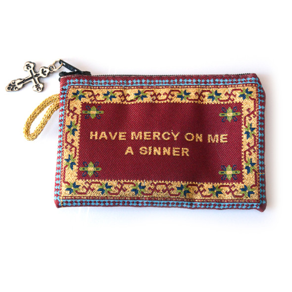 Jesus Prayer Rosary Pouch - Maroon Pouch 