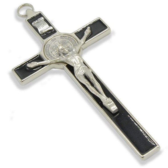 Enameled Black St. Benedict Crucifix - front