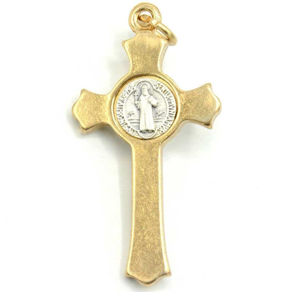 Gold Saint Benedict Crucifix 2"