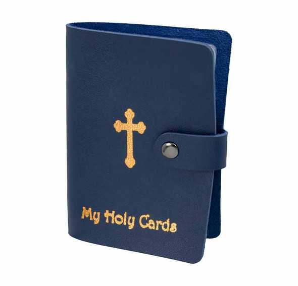 "My Holy Cards" Blue Leatherette Booklet
