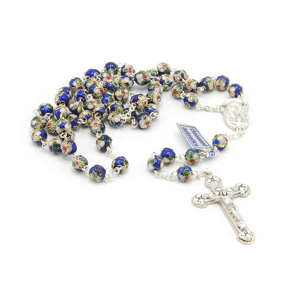Blue Cloisonne Bead Rosary