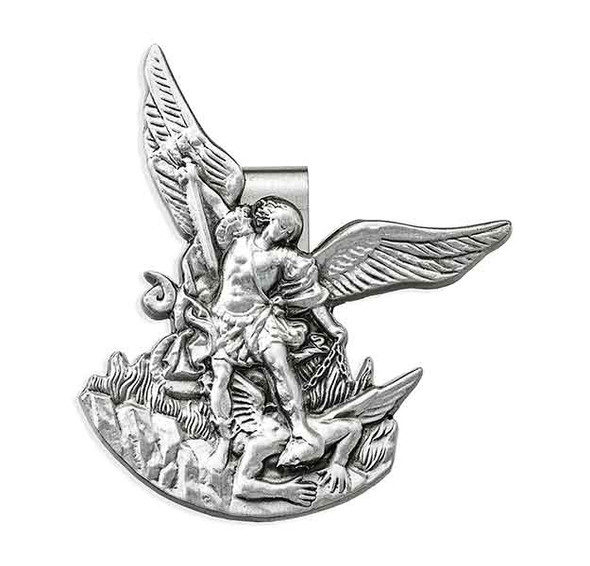 Saint Michael the Archangel pewter visor clip.