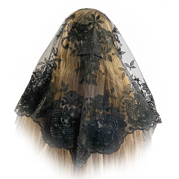 Eva Spanish Lace Veil – Black