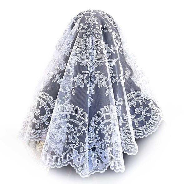 Medallion Spanish Lace Veil – White