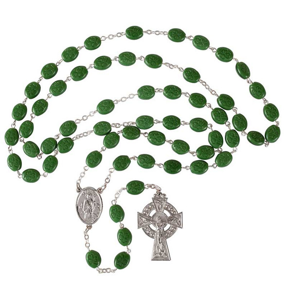 Saint Patrick Rosary with Shamrock Beads