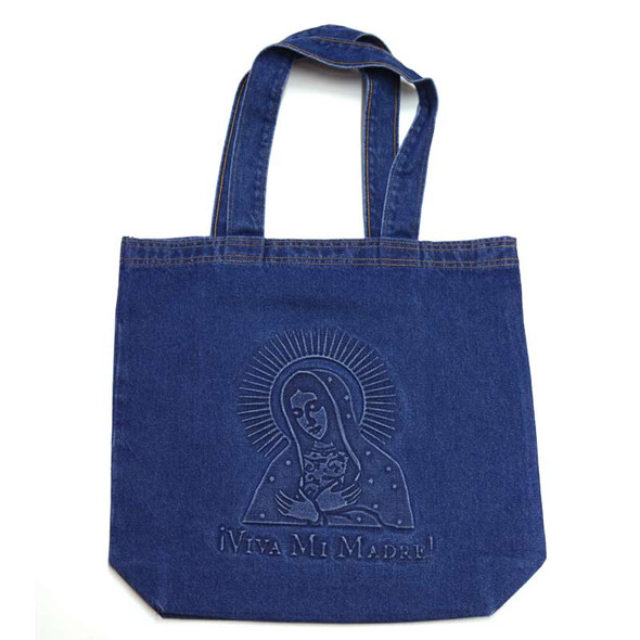 Viva Mi Madre - Embossed Denim Tote Bag