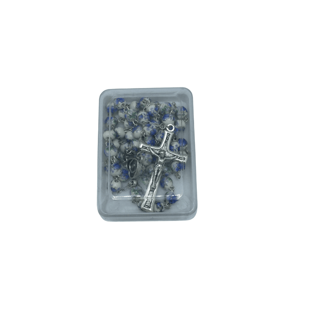 Blue and White Ceramic Bead Rosary