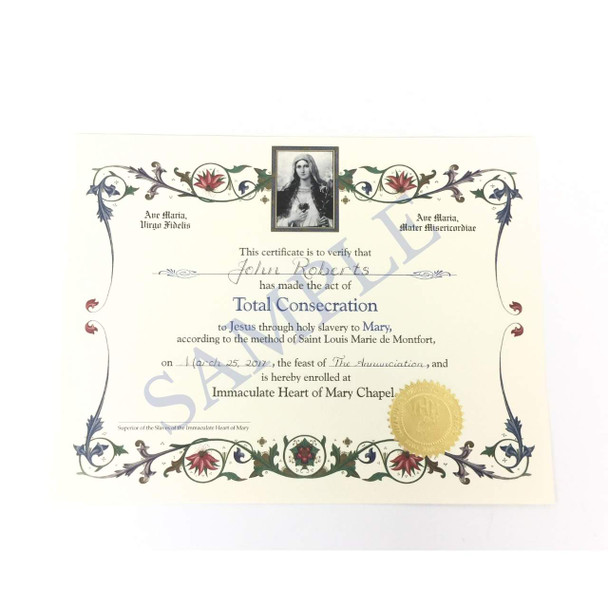 Sample Total Consecration Certificate Sample Total Consecration Certificate