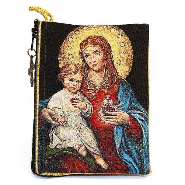 Sacred Hearts of Jesus and Mary Pouch front