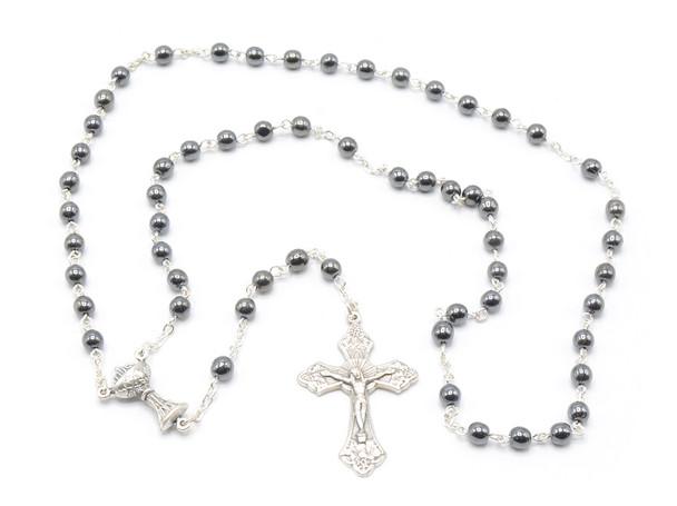 Hematite First Communion Rosary 