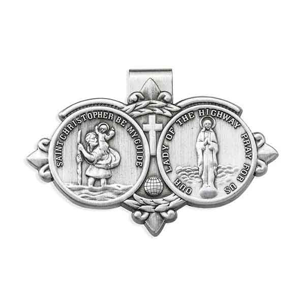 Saint Christopher and Our Lady of the Highway Visor Clip