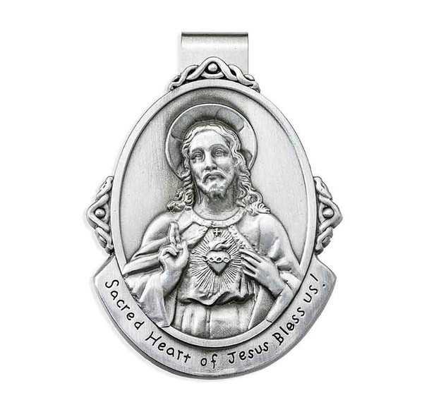 Genuine pewter Sacred Heart of Jesus Visor Clip