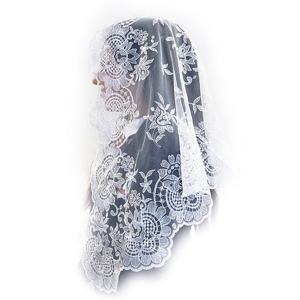 Eva Spanish Lace Veil – White Eva Spanish Lace Veil – White