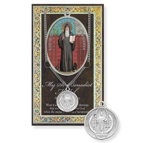 Saint Benedict Pewter Medal & Story Card