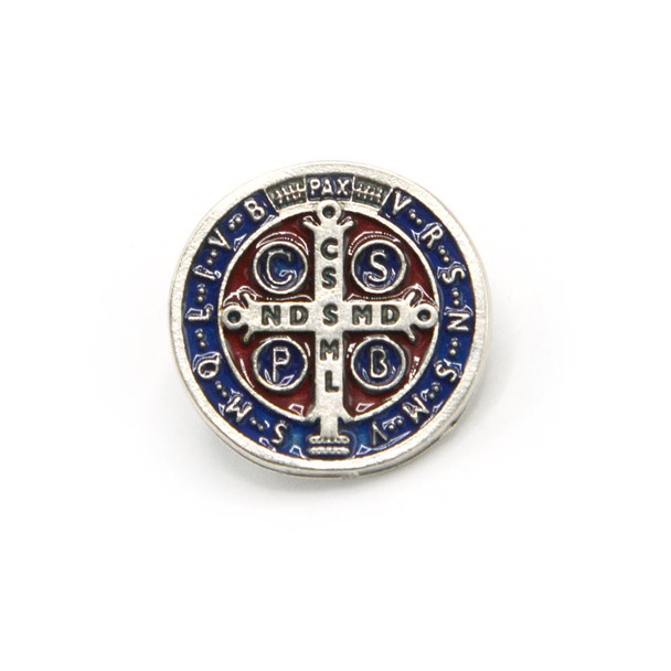 Saint Benedict Lapel Pin (Silver & Dark Enamel)