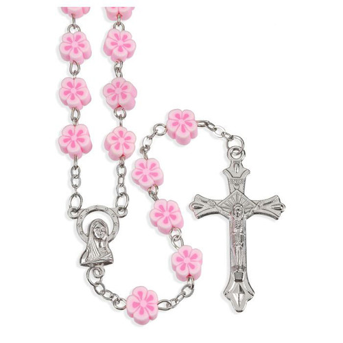 Pink Floral Shape Rosary