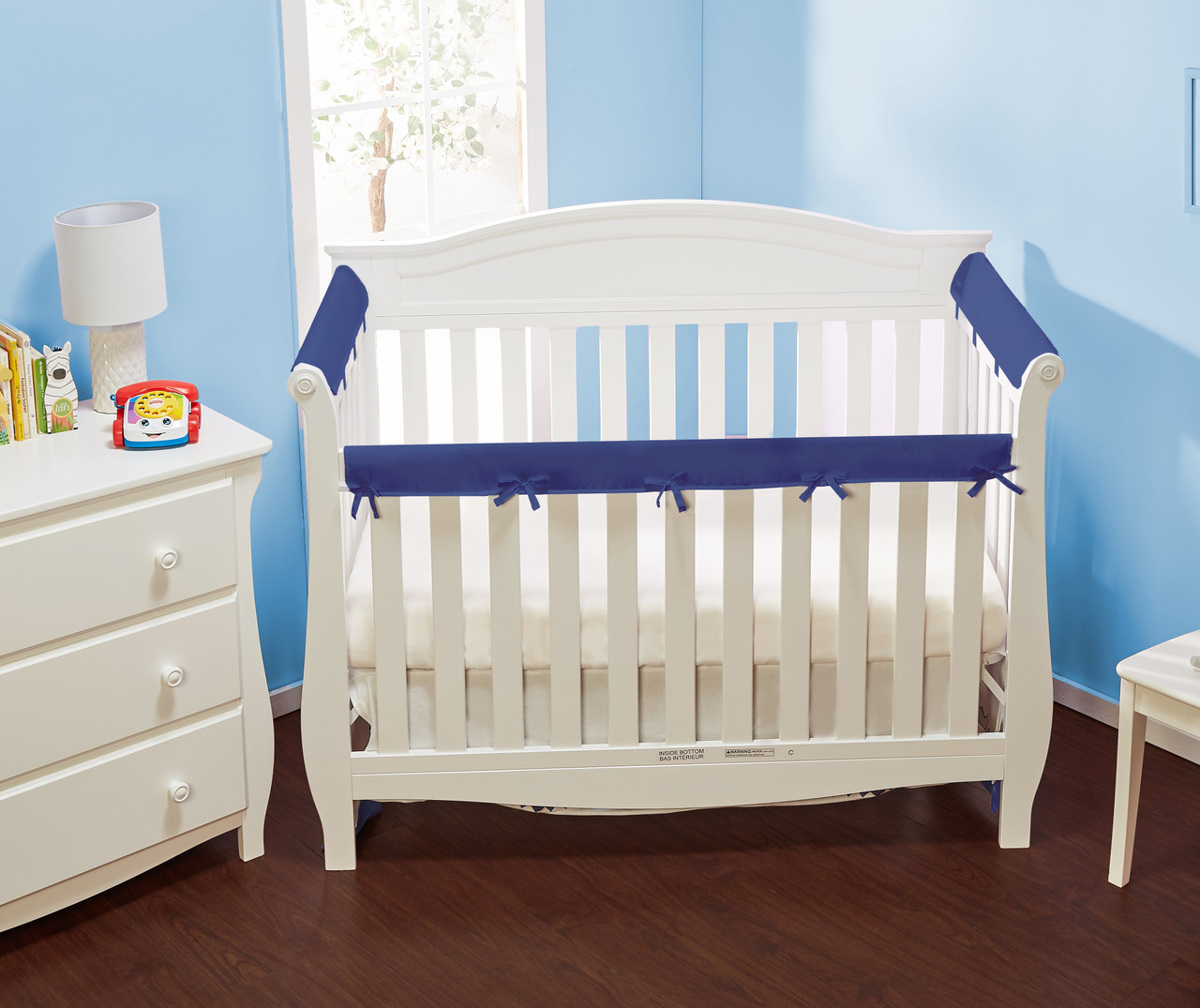 Everyday Kids 3Piece Padded Baby Crib Rail Cover Set Navy