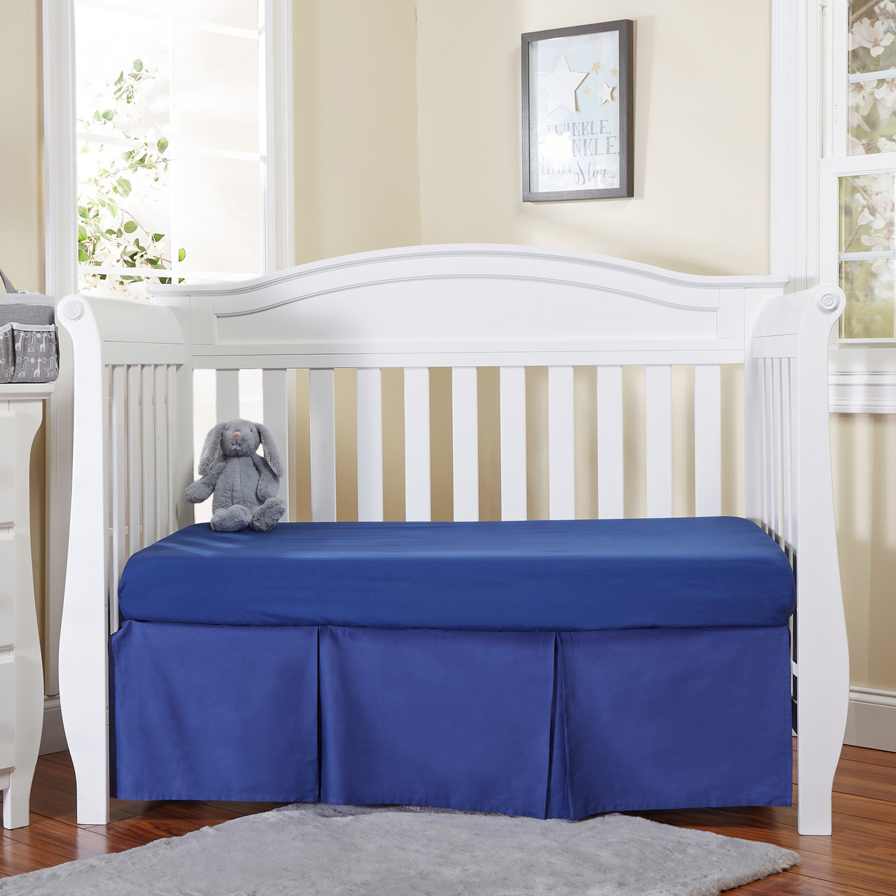 EVERYDAY KIDS Navy Pleated Crib Skirt