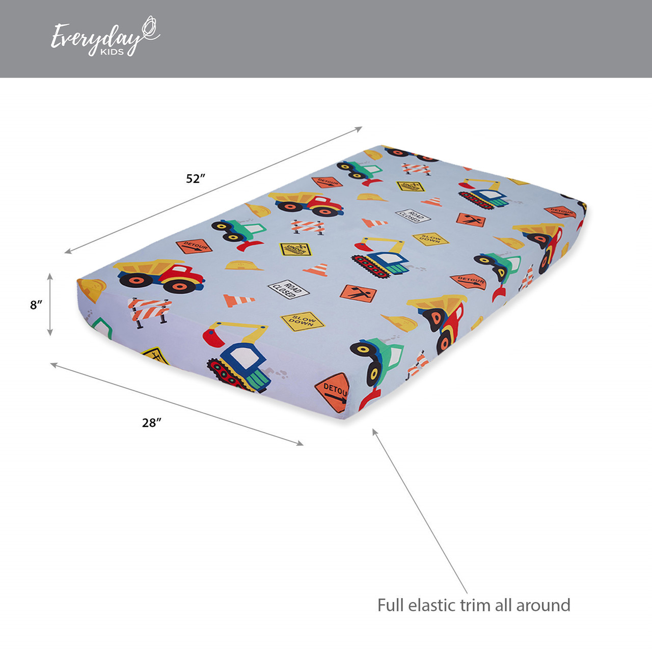 EVERYDAY KIDS Baby Boy Fitted Crib Sheet Under Construction