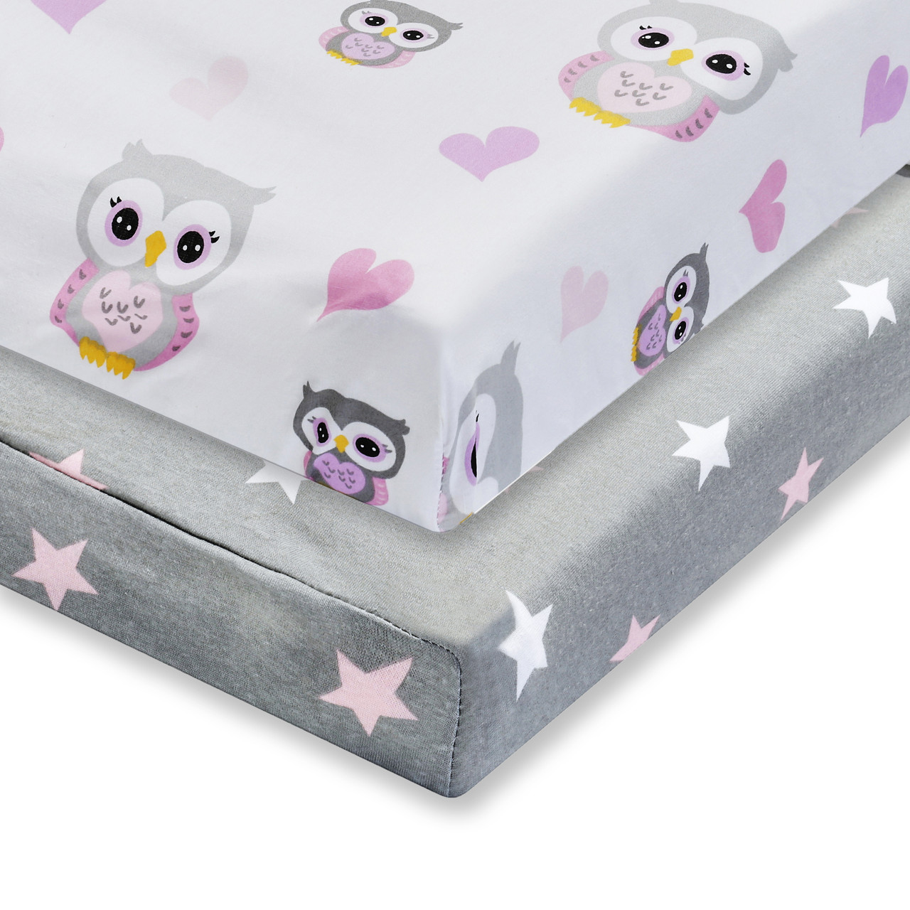 EVERYDAY KIDS 2 Pack Cotton Jersey Knit Changing Pad Cover Owls/Stars
