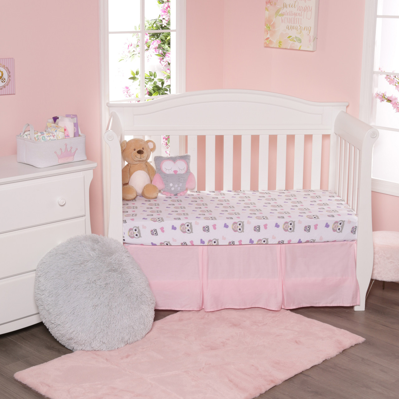 Everyday Kids Fitted Crib Sheet Owls/Stars