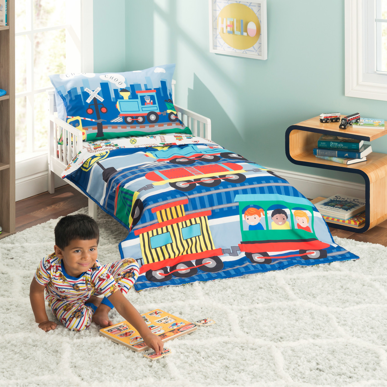 Everyday Kids Trains Toddler Bedding Set