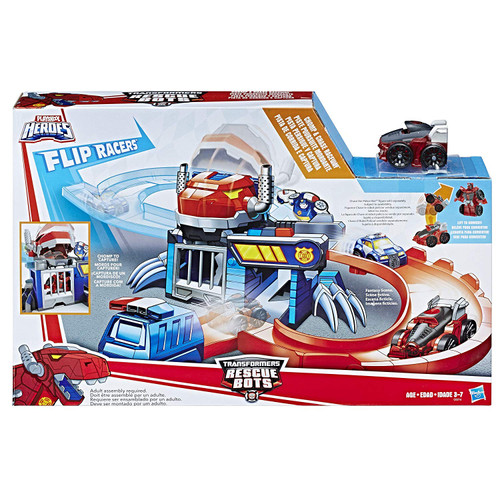 playskool heroes transformers rescue bots flip racers blurr reverse raceway