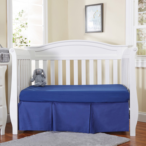 EVERYDAY KIDS Navy Pleated Crib Skirt