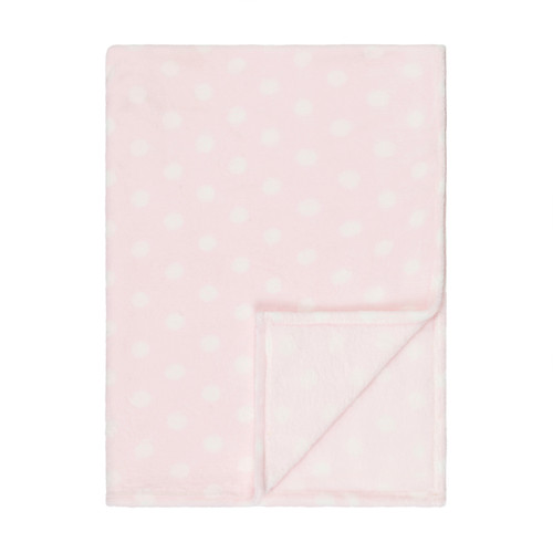 EVERYDAY KIDS Baby Fleece Blanket 30" by 40" Pale Pink/Dots