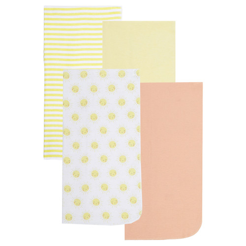 EVERYDAY KIDS 4 Pack Flannel Receiving Baby Blanket Set - Sun/Yellow Stripes EVERYDAY KIDS 4 Pack Flannel Receiving Baby Blanket Set - Sun/Yellow Stripes
