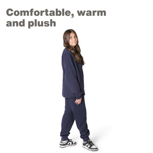 Fleece Joggers Girls Navy Blue Jogging Bottoms EVERYDAY KIDS