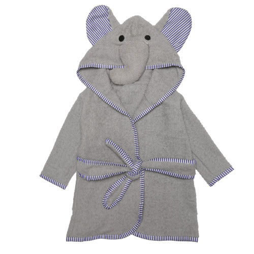 EVERYDAY KIDS Hooded Baby Toddler Unisex Bathrobe - Gray Elephant