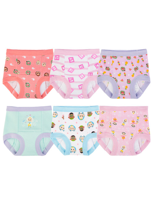 CoComelon Toddler Girls 6-Pack Training Pants – Cotton Potty Training Underwear with Bonus Sticker Chart